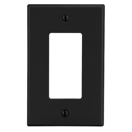 Hubbell Wiring Device-Kellems Wallplate, Mid-Size 1-Gang, 1) Decorator, Black PJ26BK
